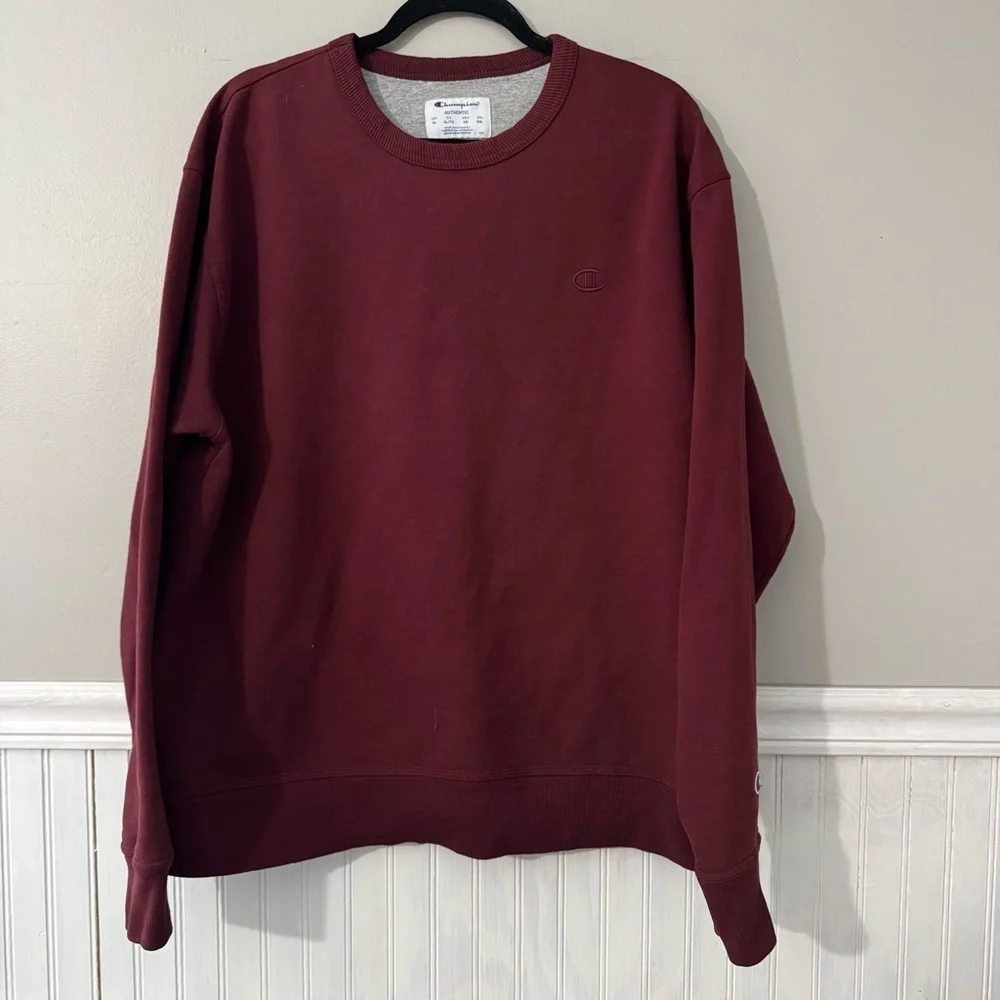 Champion Sweatshirt Men's Size XL Maroon Crew Neck Fleece Lined 50/50 Pullover